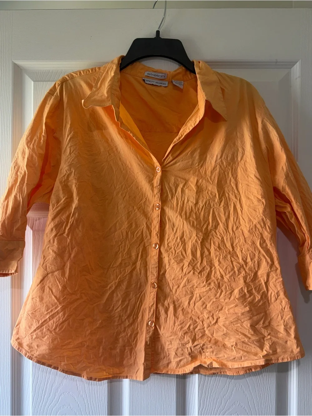 Cotton Button-Front Shirt - Orange